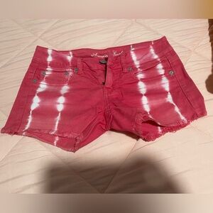 American Eagle Outfitters Red Tie-Dye Jean Shorts